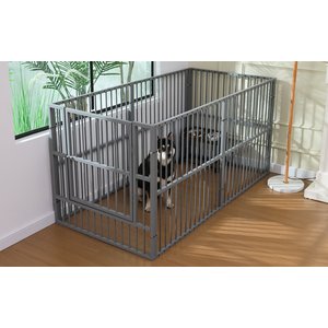 RYPetmia Indoor/Outdoor Dog Playpen, Charcoal Gray