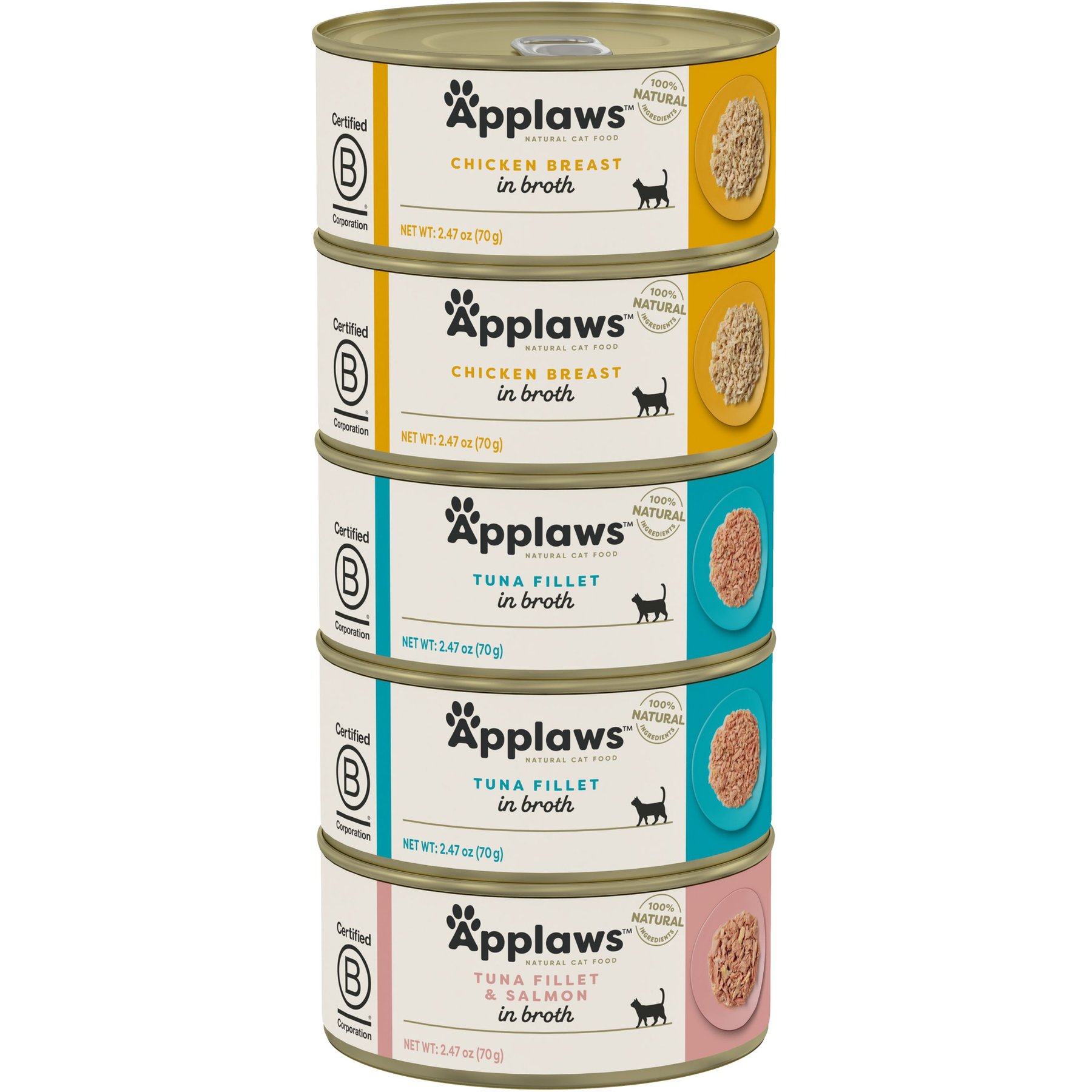 Applaws Limited Ingredient Variety Pack Selection in Broth Wet Cat Food, 2.47-oz can, case of 5