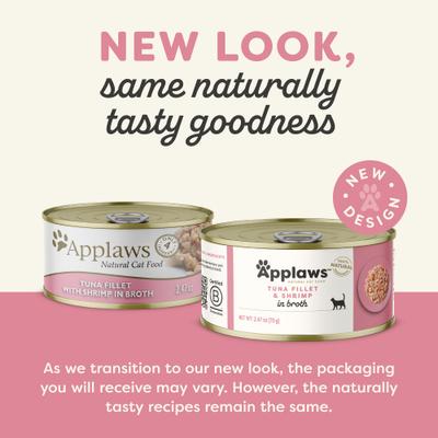 Show full view: Applaws Limited Ingredient Tuna Fillet & Shrimp in Broth Wet Cat Food, 2.47-oz can, case of 5 slide 4 of 10