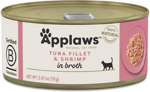 Show full view: Applaws Limited Ingredient Tuna Fillet & Shrimp in Broth Wet Cat Food, 2.47-oz can, case of 5 slide 3 of 10