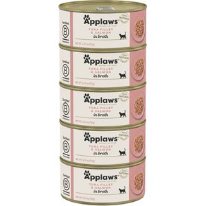 Applaws Limited Ingredient Tuna Fillet & Salmon in Broth Wet Cat Food, 2.47-oz can, case of 5