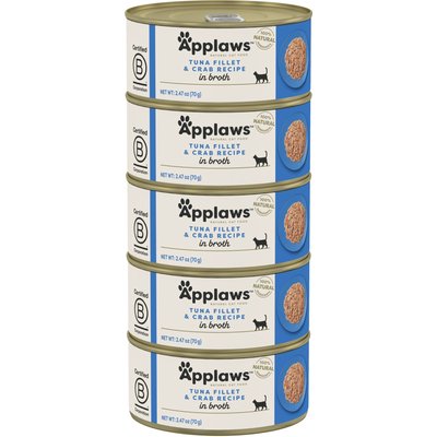 Applaws Applaws Limited Ingredient Tuna Fillet & Crab in Broth Wet Cat Food, 2.47-oz can, case of 5