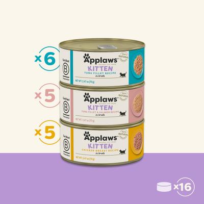 Show full view: Applaws Limited Ingredient Kitten Variety Pack in Broth Wet Cat Food, 2.47-oz, case of 16 slide 3 of 10