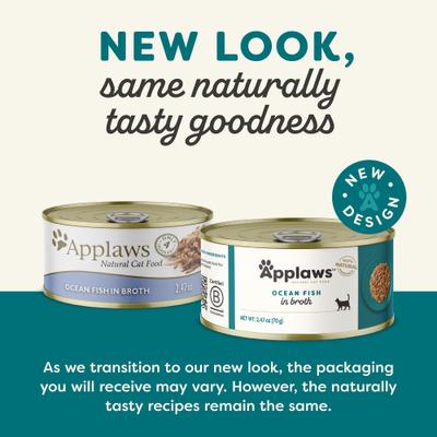 Show full view: Applaws Limited Ingredient Ocean Fish in Broth Wet Cat Food, 2.47-oz can, case of 5 slide 4 of 10