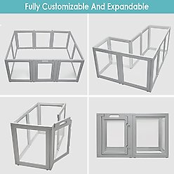 Front Row Clear Indoor & Outdoor Foldable Dog Playpen, Ash Gray slide 2 of 8