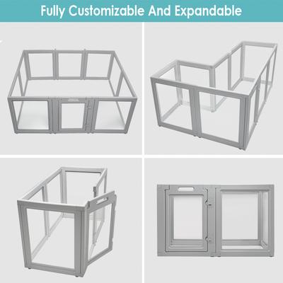 Show full view: Front Row Clear Indoor & Outdoor Foldable Dog Playpen, Ash Gray slide 9 of 10