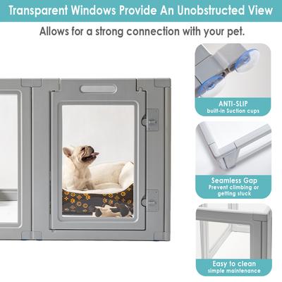 Show full view: Front Row Clear Indoor & Outdoor Foldable Dog Playpen, Ash Gray slide 4 of 10