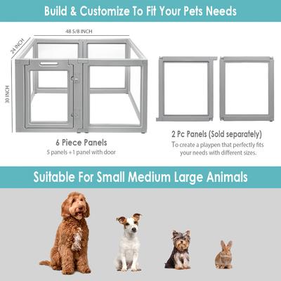Show full view: Front Row Clear Indoor & Outdoor Foldable Dog Playpen, Ash Gray slide 6 of 10