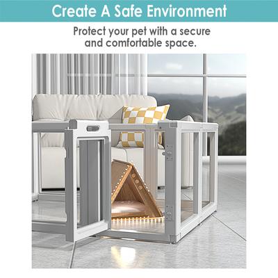 Show full view: Front Row Clear Indoor & Outdoor Foldable Dog Playpen, Ash Gray slide 8 of 10