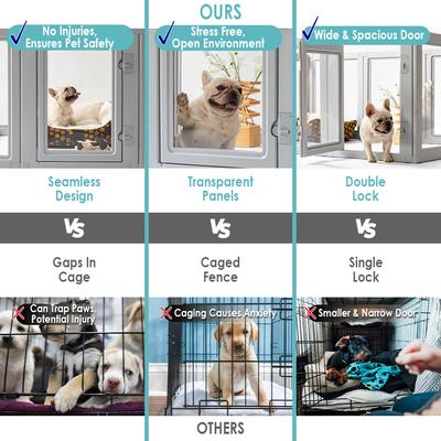 Show full view: Front Row Clear Indoor & Outdoor Foldable Dog Playpen, Ash Gray slide 3 of 10