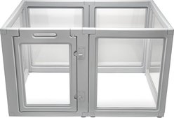 Front Row Clear Indoor & Outdoor Foldable Dog Playpen, Ash Gray