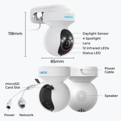 Show full view: Reolink E Series E560 Outdoor WiFi Pet Camera, White slide 9 of 9