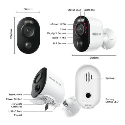 Show full view: Reolink Argus 4 Advanced Series B740X 4K/8MP Dual Lens WiFi Pet Camera, Black slide 9 of 9