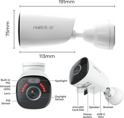 Show full view: Reolink Argus Series B360 Outdoor Pet Camera, White slide 9 of 9