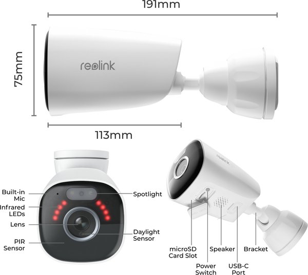 Reolink Argus Series B340 Outdoor WiFi Pet Camera, White