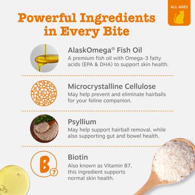 Show full view: Zesty Paws Hairball Bites Bacon Flavored Soft Chews Digestive Supplement for Cats, 60 count slide 4 of 11