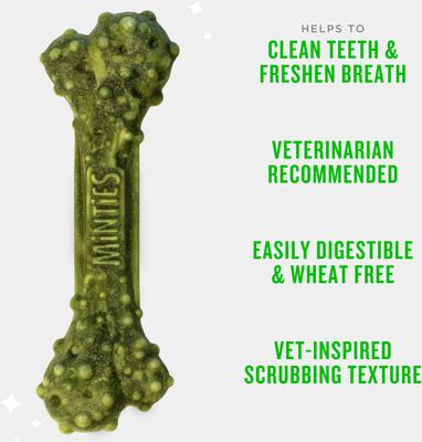Show full view: Minties Large Mint Flavored Dental Dog Treats 50+ lbs, 32-oz bag, 24 count slide 5 of 12