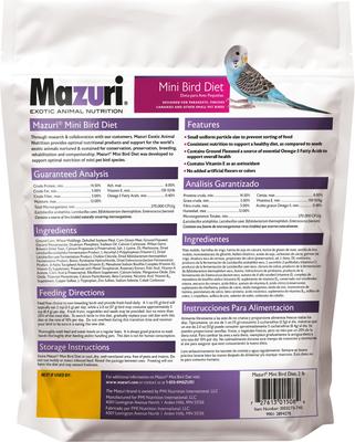 Show full view: Mazuri Mini Bird Food, 2-lb bag slide 2 of 9