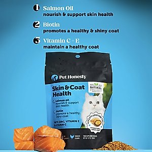 Pet Honesty Skin & Coat Health Chews Allergy Relief of Itchy Skin Supplement for Cats, 3.7-oz bag