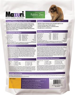Show full view: Mazuri Timothy Based Rabbit Food, 5-lb bag slide 2 of 9
