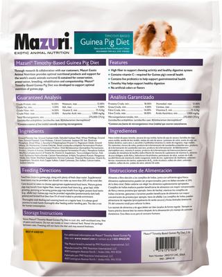 Show full view: Mazuri Timothy-Based Guinea Pig Food, 5-lb bag slide 2 of 9