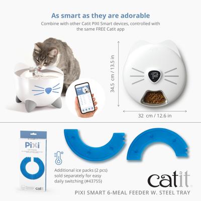 Show full view: Catit Pixi Smart 6-Meal Cat Feeder, Stainless slide 10 of 11