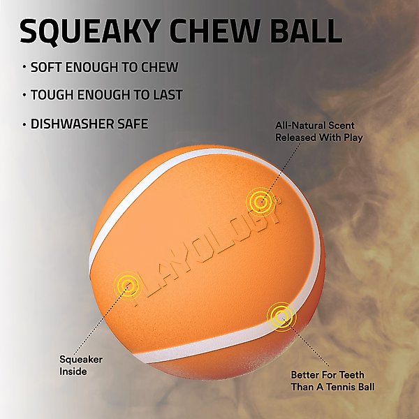 Show full view: Playology Halloween Pumpkin Spice Scented Squeaky Chew Ball Dog Toy, Orange, Jumbo slide 2 of 7