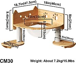 PETOMG Spaceship Corner Cat Wall Shelf, Wood Color, Medium slide 2 of 6