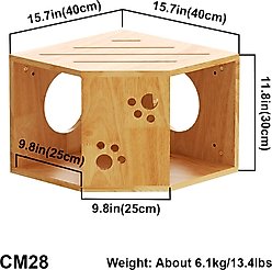 PETOMG Corner House Cat Wall Shelf, Wood Color, Medium slide 2 of 5