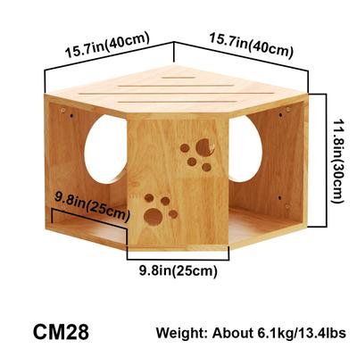 Show full view: PETOMG Corner House Cat Wall Shelf, Wood Color, Medium slide 3 of 7
