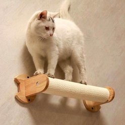 PETOMG Scratching Post Cat Wall Shelf, Wood Color, Medium