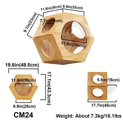 Show full view: PETOMG Spaceship House Cat Wall Shelf, Wood Color, Medium slide 2 of 6