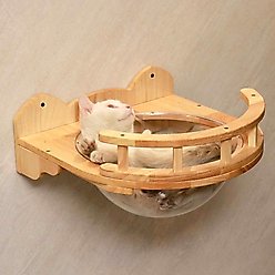 PETOMG Cat Space Capsule Cat Wall Shelf, Wood Color, Medium