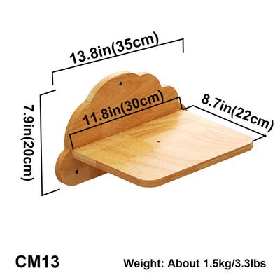 Show full view: PETOMG Single Cat Wall Shelf, Wood Color, Medium slide 2 of 6