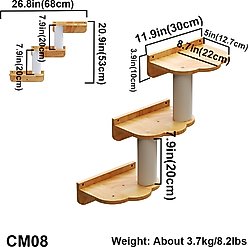 PETOMG Climber Cat Wall Shelf, Wood Color, Medium slide 2 of 7