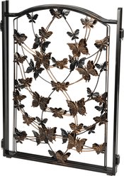 Etna Butterfly Design 3 Panel Adjustable Metal Dog Gate, Bronze, 48 x 19-in slide 2 of 4