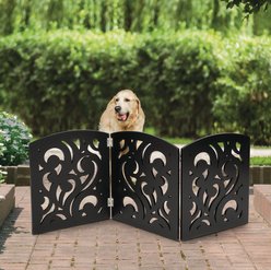 Etna Scrolled 3 Panel Adjustable Wooden Dog Gate, Black, 48 x 19-in slide 2 of 3
