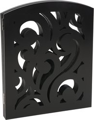 Etna Scrolled 3 Panel Adjustable Wooden Dog Gate, Black, 48 x 19-in