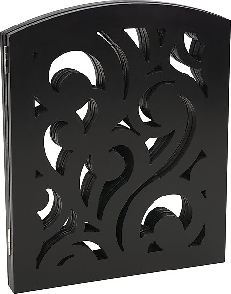 Show full view: Etna Scrolled 3 Panel Adjustable Wooden Dog Gate, Black, 48 x 19-in slide 1 of 3