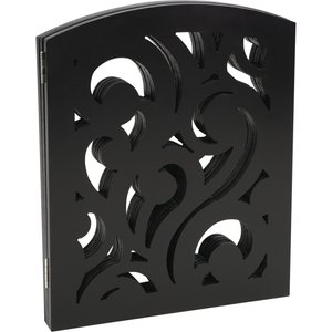 Etna Scrolled 3 Panel Adjustable Wooden Dog Gate, Black, 48 x 19-in