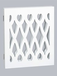 Etna Hearts & Diamond Cut Out 3 Panel Adjustable Wooden Dog Gate, White, 48 x 19-in slide 2 of 3