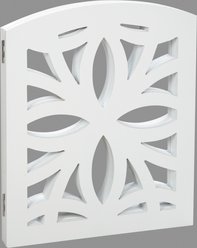 Etna Flower Design 3 Panel Adjustable Wooden Dog Gate, White, 48 x 19-in