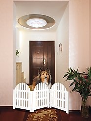 Etna Adirondack 3 Panel Adjustable Wooden Dog Gate, White, 48 x 19-in
