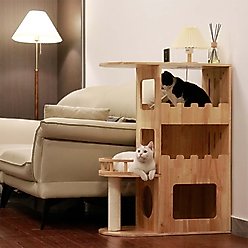 PETOMG 36-in Cat Condo, Wood Color, Medium