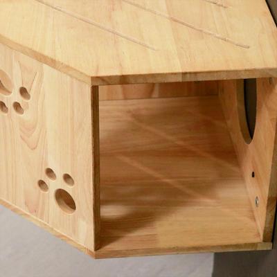 Show full view: PETOMG Corner House Cat Wall Shelf, Wood Color, Medium slide 6 of 7
