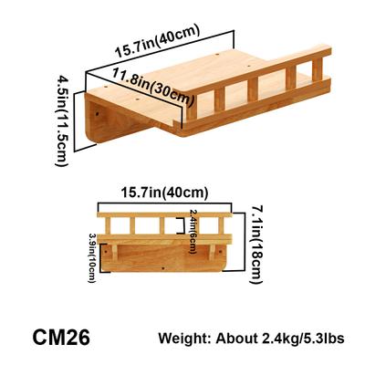 Show full view: PETOMG Perch Cat Wall Shelf, Wood Color, Medium slide 3 of 7