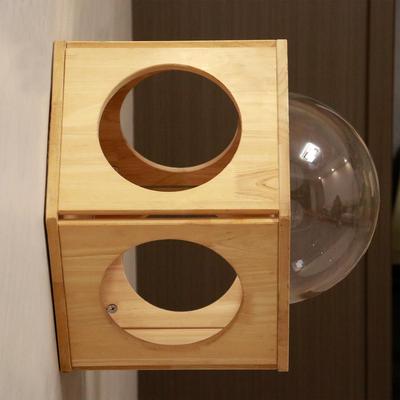 Show full view: PETOMG Spaceship House Cat Wall Shelf, Wood Color, Medium slide 3 of 6