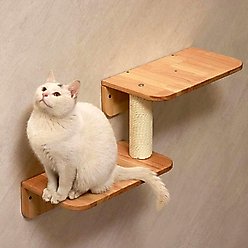 PETOMG Steps & Scratching Post Cat Wall Shelf, Wood Color, Medium