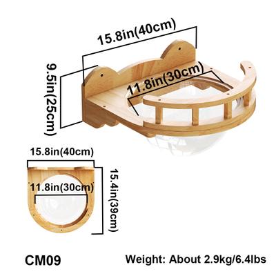 Show full view: PETOMG Cat Space Capsule Cat Wall Shelf, Wood Color, Medium slide 2 of 6