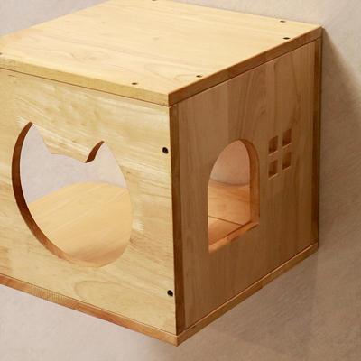 Show full view: PETOMG Wall Mounted House Cat Wall Shelf, Wood Color, Medium slide 3 of 6